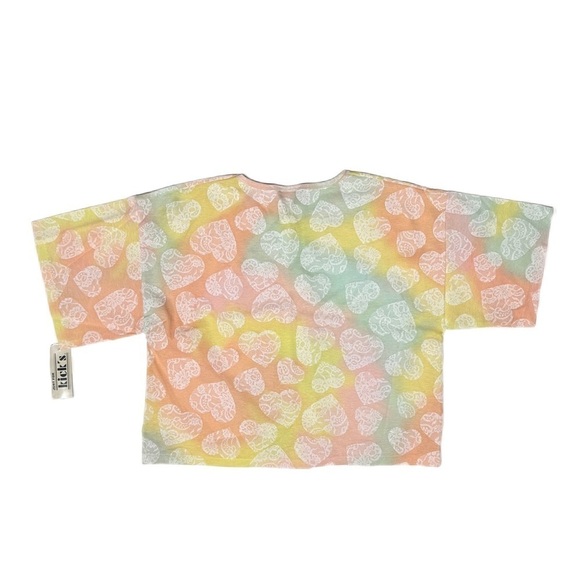 Vintage NWT Tee Shorts Set Pastel Watercolor Lace Hearts Cotton Blend USA Medium - Picture 5 of 15